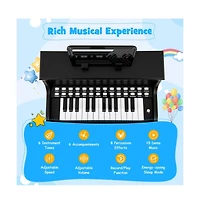Hongge Kids Digital Piano Keyboard with Lighted Teaching Mode and Stool