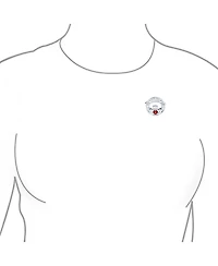 Bling Jewelry Celtic Round Circle Red Heart Shaped Claddagh Brooch Pin Cz .925 Sterling Silver