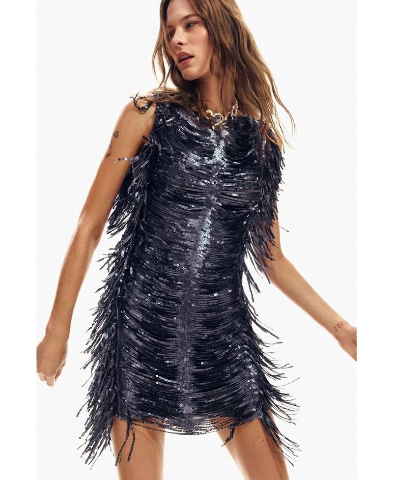Desigual Women's Sequin fringe dress