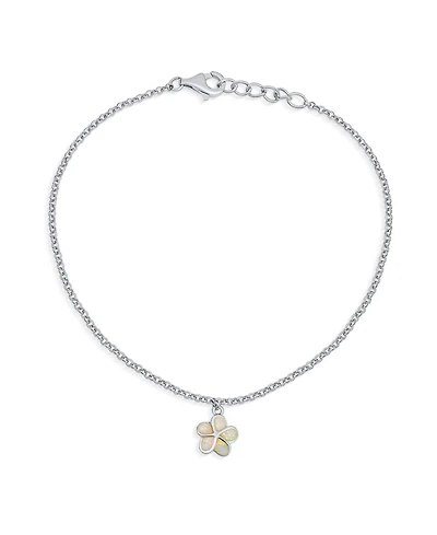 Bling Jewelry White Opal Plumeria Flower Anklet