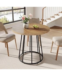 Tribesigns Industrial Round Dining Table, 31.5-Inch Wood Kitchen Table for 2-4 People, Small Circle Kitchen & Dining Room Furniture