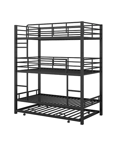 Boyel Living Metal Twin Triple Bunk Bed With Trundle