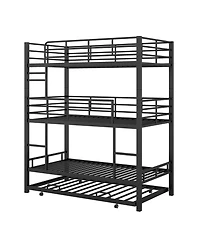 Boyel Living Metal Twin Triple Bunk Bed With Trundle