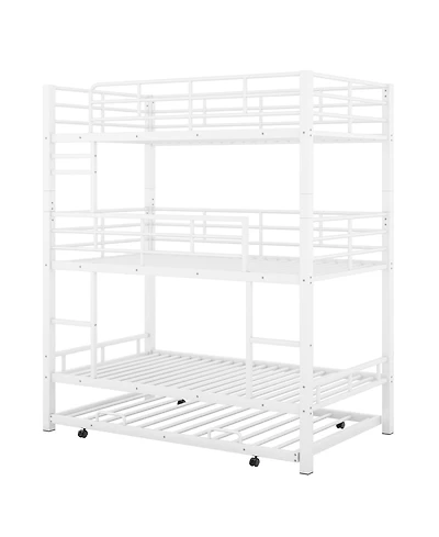 Boyel Living Metal Twin Size Triple Bunk Bed With Trundle