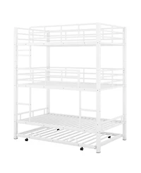 Boyel Living Metal Twin Size Triple Bunk Bed With Trundle