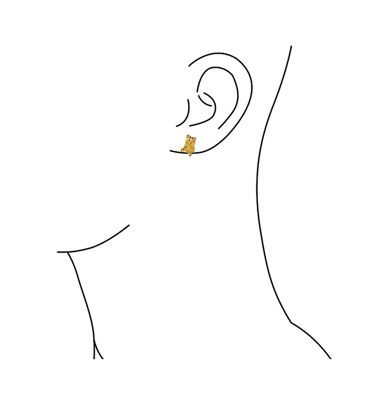 Bling Jewelry Yorkshire Shih Tzu Dog Stud Earrings Pendant or Brooch Jewelry Set Gold Plated