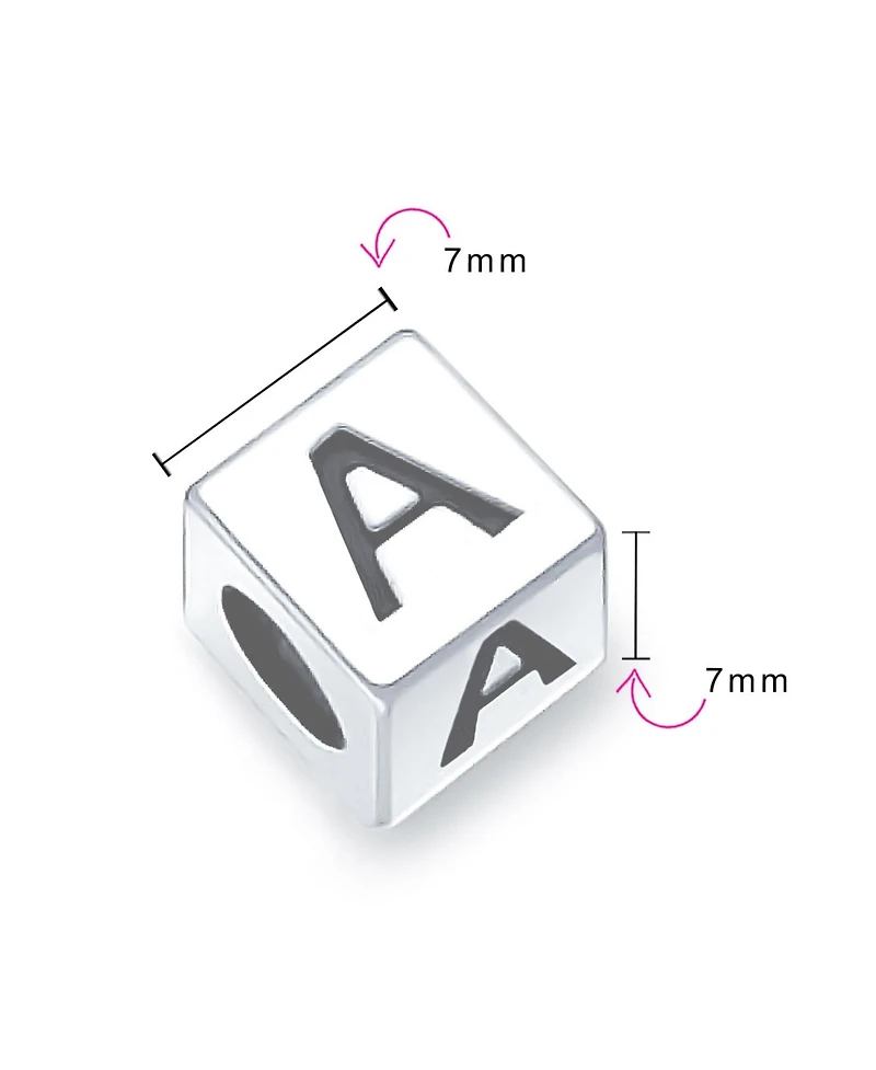 Bling Jewelry Block Letter Alphabet Initial Charm Bead Sterling Silver For European Bracelet