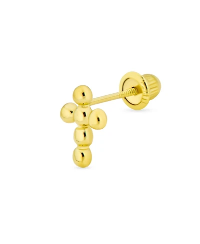 Bling Jewelry Tiny 3MM 14K Gold Religious Puff Ball Cross Cartilage 1 Stud Earring Screwback