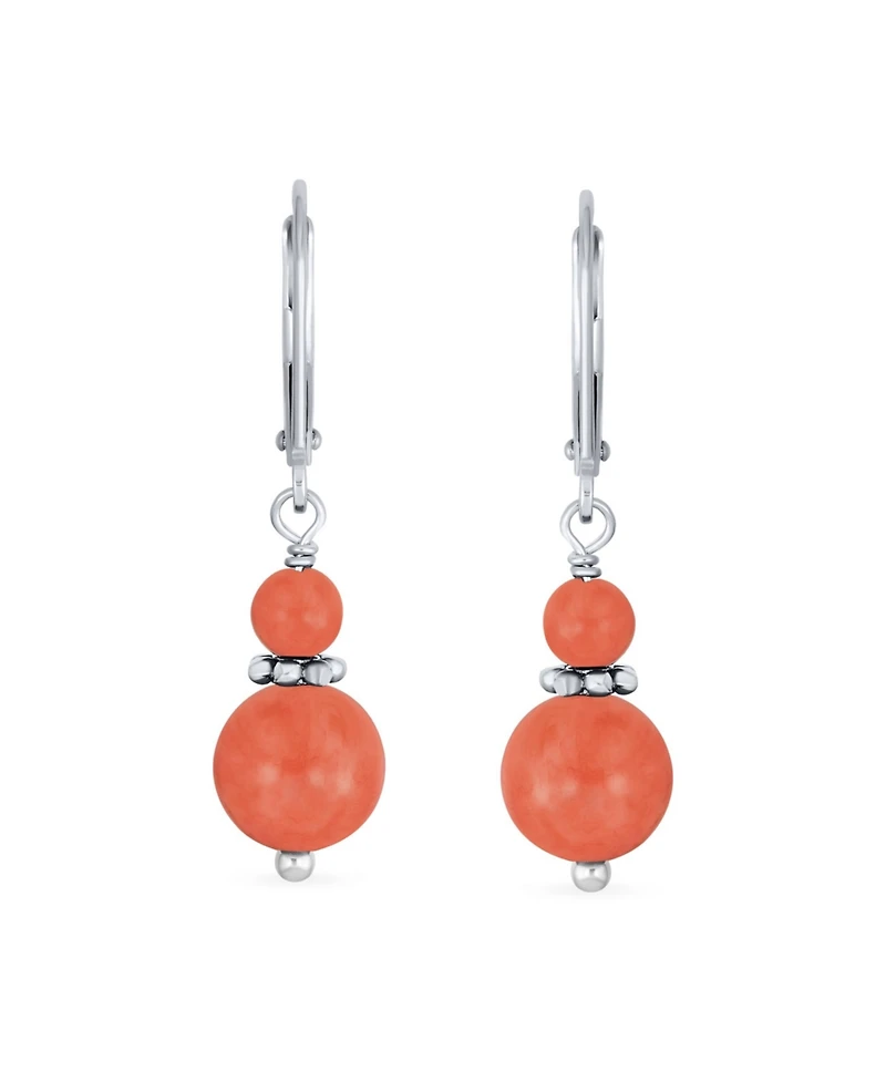 Bling Jewelry Orange Ball Drop Dangle Earrings Milgrain Separator Sterling Silver Leverback