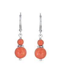 Bling Jewelry Orange Ball Drop Dangle Earrings Milgrain Separator Sterling Silver Leverback