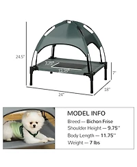 Aostirmotor Dog Bed Outdoor Dog Cot with Canopy in Grey
