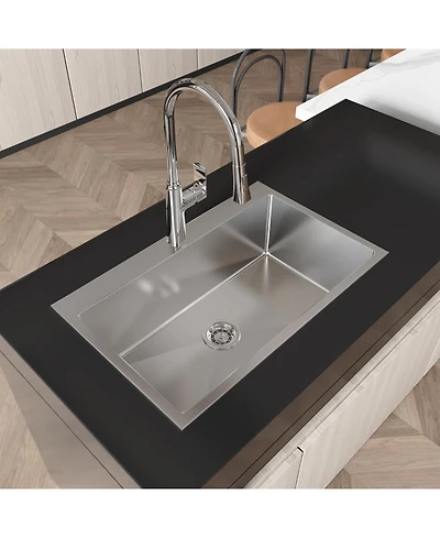 flynama 30x19inch Brushed Nickel Stainless Steel Kitchen Sink Single Bowl Overmount Handmade