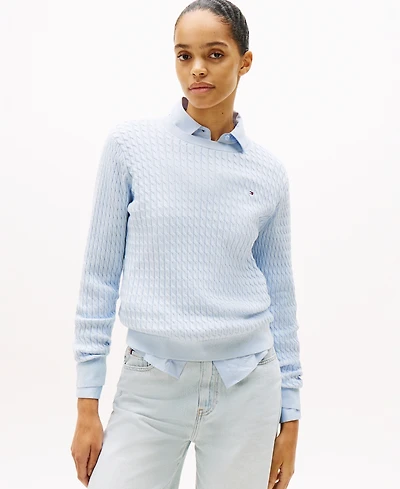 Tommy Hilfiger Women's Fine Gauge Cable Crewneck Top