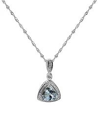 Macy's Aquamarine (1-3/8 ct. t.w.) & Diamond (1/10 ct. t.w.) Pendant Necklace in 14k White Gold