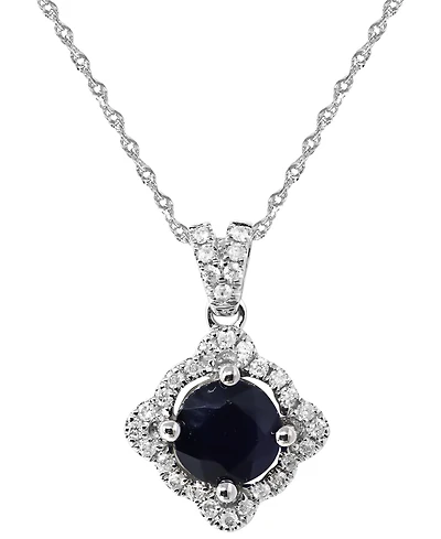 Macy's Sapphire (1 ct. t.w.) & Diamond (1/6 ct. t.w.) Pendant Necklace in 14k White Gold