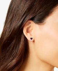 Macy's Rhodolite Garnet (1 ct. t.w.) & Diamond (1/8 ct. t.w.) Stud Earrings in 14k White Gold