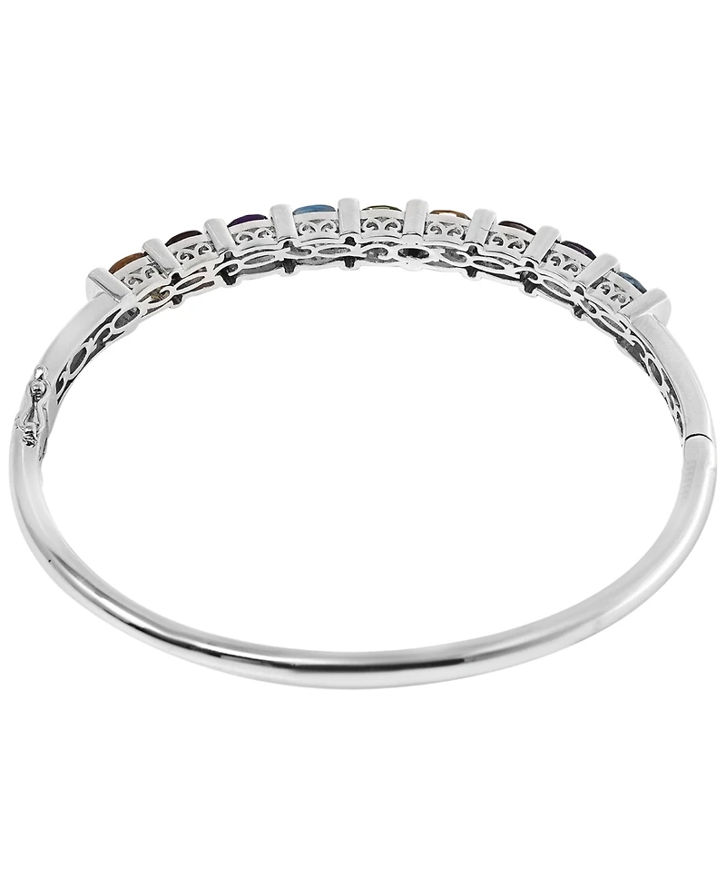 Macy's Multi-Stone (4-1/2 ct. t.w.) & Diamond (1/10 ct. t.w.) Bangle Bracelet in Sterling Silver