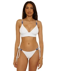 Becca Women's Modern Edge Rib Tie Side Bikini Bottoms