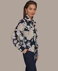 Donna Karan New York Women's Printed Long-Sleeve Top