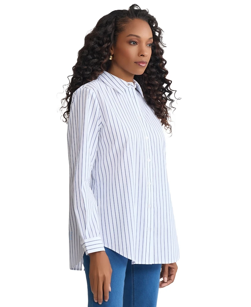 Jones New York Women's Stripe Button Front Shirt