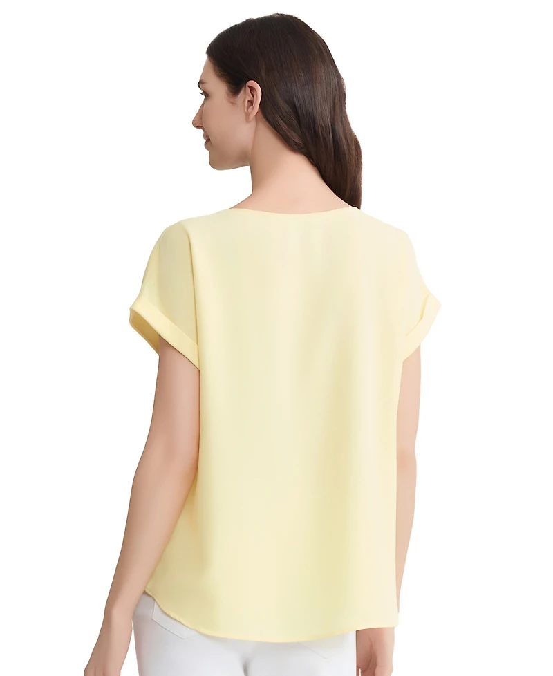 Jones New York Women's Short-Sleeve Button Detail Blouse