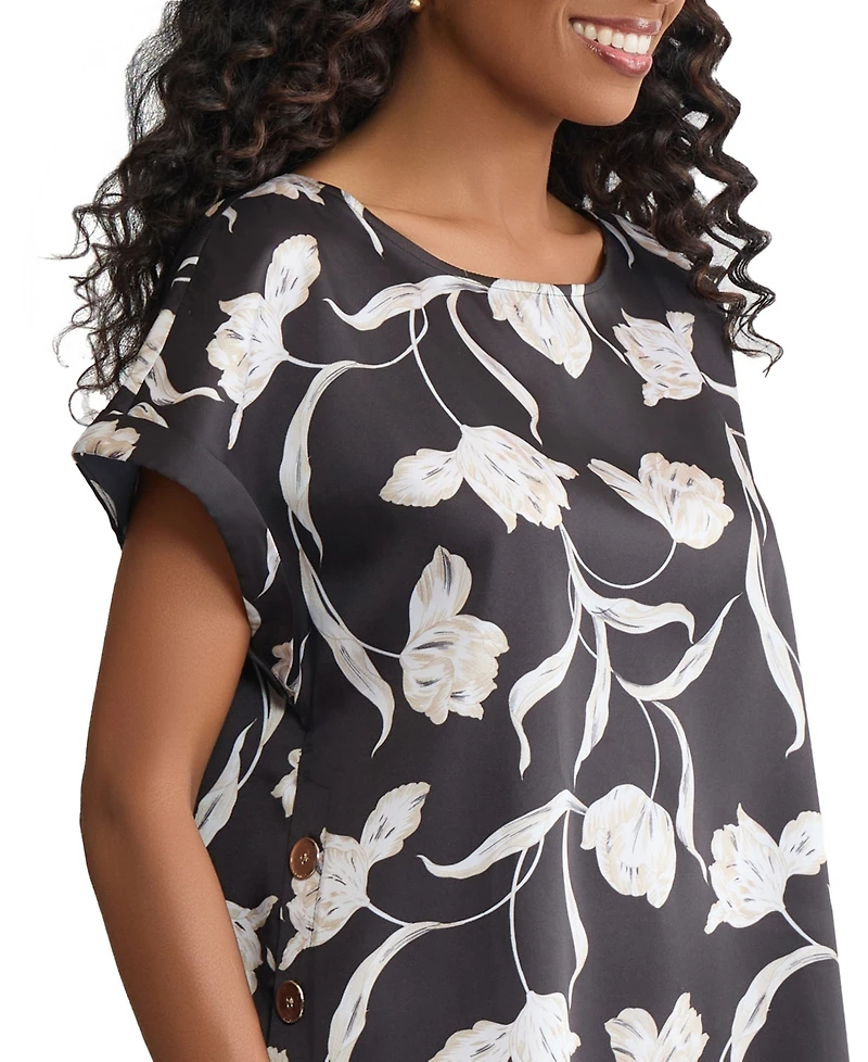 Jones New York Women's Boat Neck Short-Sleeve Top