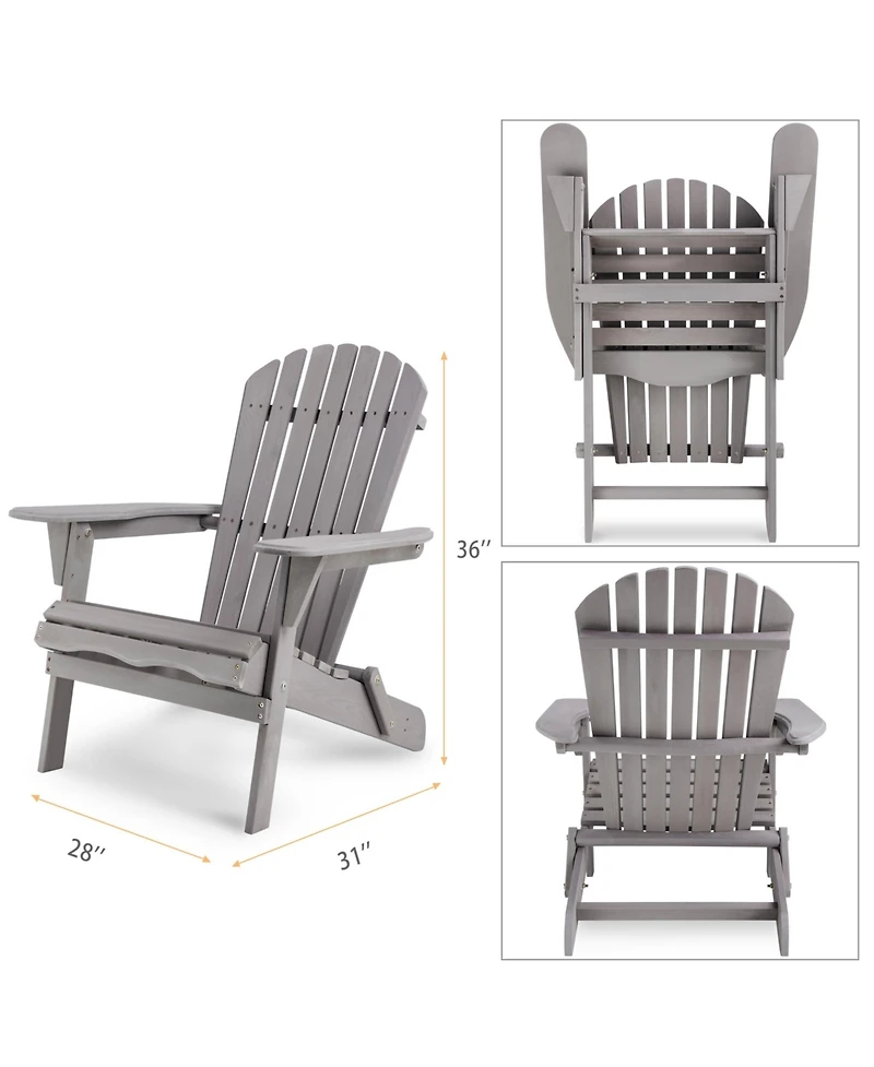 Flynama Wood Lounge Patio Chair for Garden Outdoor Wooden Folding Adirondack Chair Set of 2 Solid Cedar Wood Lounge Patio Chair for Garden