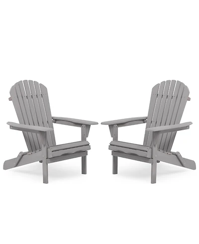 Flynama Wood Lounge Patio Chair for Garden Outdoor Wooden Folding Adirondack Chair Set of 2 Solid Cedar Wood Lounge Patio Chair for Garden