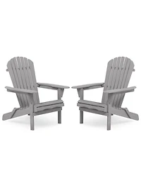 Flynama Wood Lounge Patio Chair for Garden Outdoor Wooden Folding Adirondack Chair Set of 2 Solid Cedar Wood Lounge Patio Chair for Garden