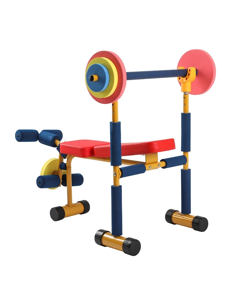 HolaHatha Kids Weight Bench Set with 35" Bench & Adjustable Headrest, Multicolor
