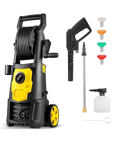 Mecale Electric Pressure Washer, 2000 Psi, 1.65 Gpm Max, 30 ft Hose with Reel, 5 Nozzles, Foam Cannon, Etl Listed