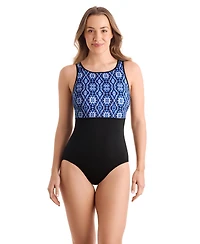 ShapeSolver Women's Binded Crewneck One-Piece Swimsuit