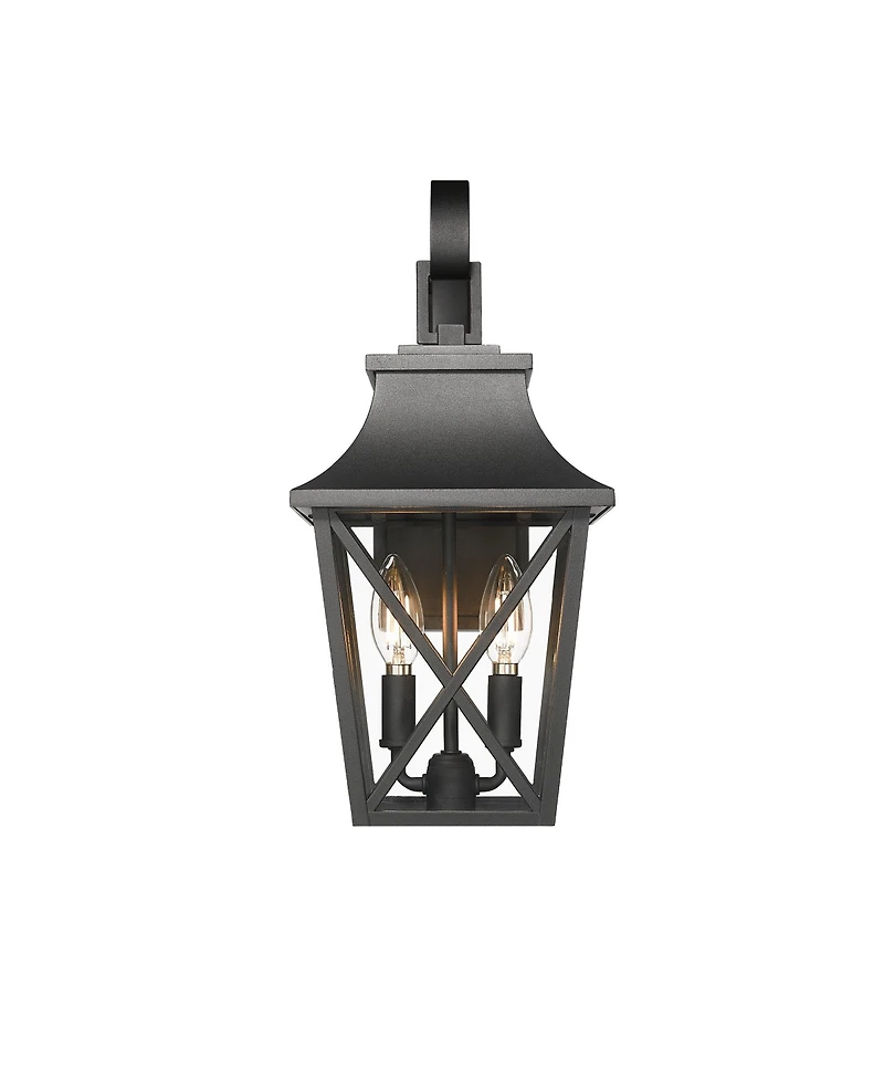 Flynama Black Outdoor Wall Lantern, 2-Light Waterproof Modern Sconce with Glass (1-Pack)