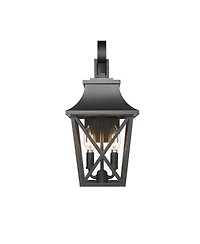Flynama Black Outdoor Wall Lantern, 2-Light Waterproof Modern Sconce with Glass (1-Pack)