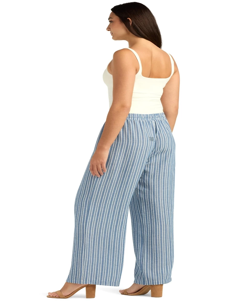 Bcx Juniors' Striped Wide-Leg Pull-On Pants