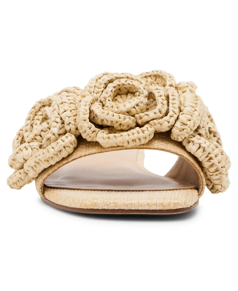 Madden Girl Women's Marisol Raffia Flower Slide Sandals