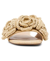 Madden Girl Women's Marisol Raffia Flower Slide Sandals