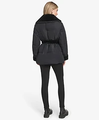 Andrew Marc Women's Emerson Mixed Media Belted Wrap Coat