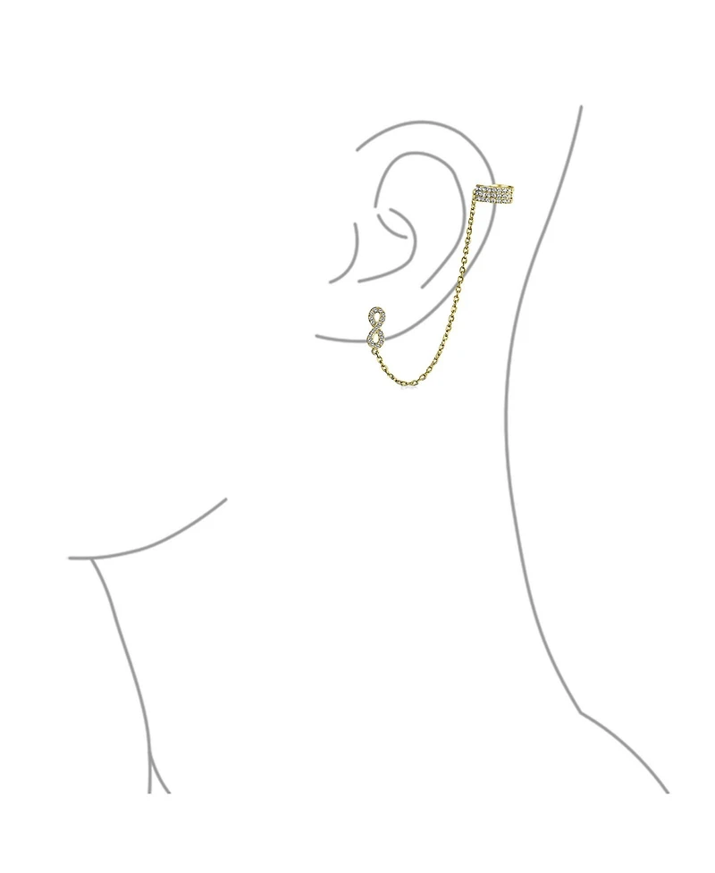 Bling Jewelry Cartilage Ear Cuff Cz Infinity Earring Stud Set 14K Gold Plated Sterling Silver