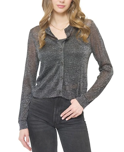 Central Park West Women's Colette Sheer Lurex Cardigan With Cami