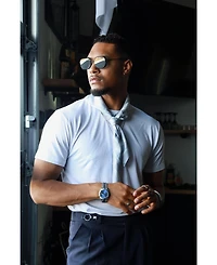 Peugeot Men's 40mm Blue Face Fluted Bezel Steel Bracelet Watch