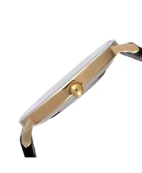 Peugeot Men's 40mm Black Dial Super Slim Leather Strap Watch