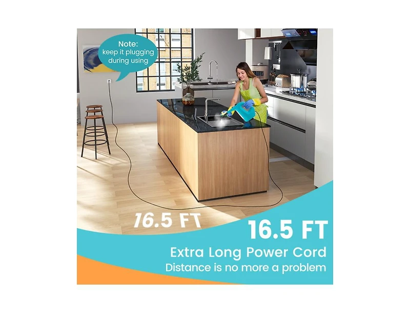 1400W Handheld Steam Cleaner with 14-Piece Accessory Kit and Child Lock