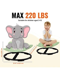 Mecale Elephant Kids Swivel Chair, 360° Spin, 220-Lb Capacity, Non-Slip Metal Base, Sensory Sit-and-Spin Chair, Green