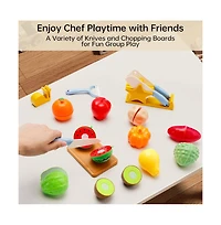 Bruce & Shark 21-Piece Kids Cutting Play Food Set, Pretend Fruit & Vegetable Toy for Early Learning