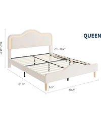Gaomon Velvet Led Bed Frame with Adjustable Headboard, Princess Platform Bedframe for Kids/Girls