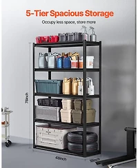 Mecale 5-Tier Garage Storage Shelves, 18"D x 48"W x 78"H, 3000 lb Capacity, Adjustable Metal Utility Shelving Rack, Black