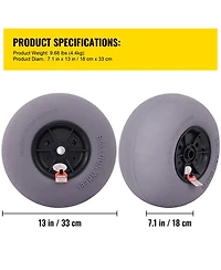 Mecale 2-Pack 13" Beach Balloon Wheels, Tpu Replacement Sand Tires for Kayak Dolly, Canoe Cart and Buggy with Air Pump