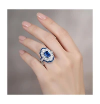 Sterling Silver Radiant and Baguette Cubic Zirconia Coctail Ring