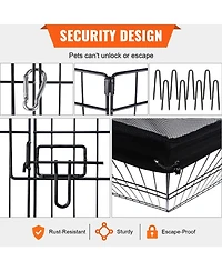 Cozito Dog Playpen, 8-Panel Foldable Metal Exercise Pen w/ Top Cover, 24 in H, Puppy Fence w/ Ground Stakes, Indoor/Outdoor